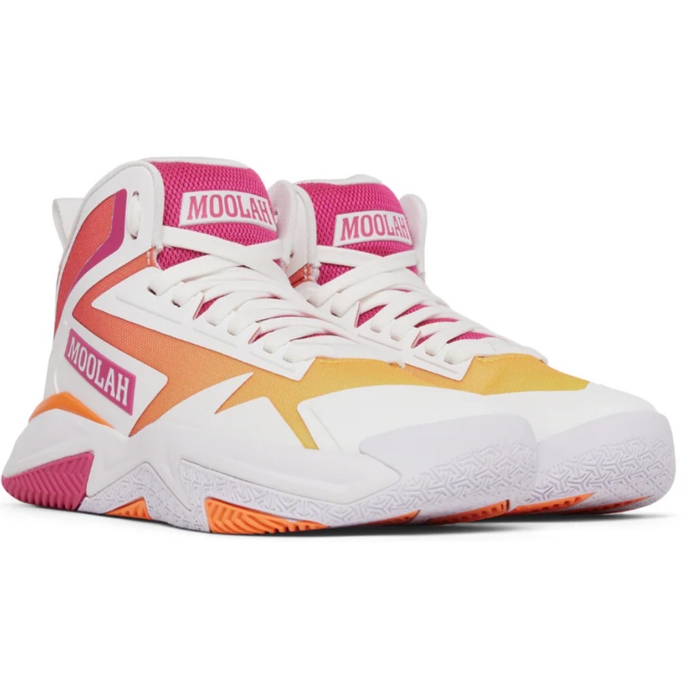 NWOT Moolah pink white & orange high top kicks triple double BB shoes Size 7